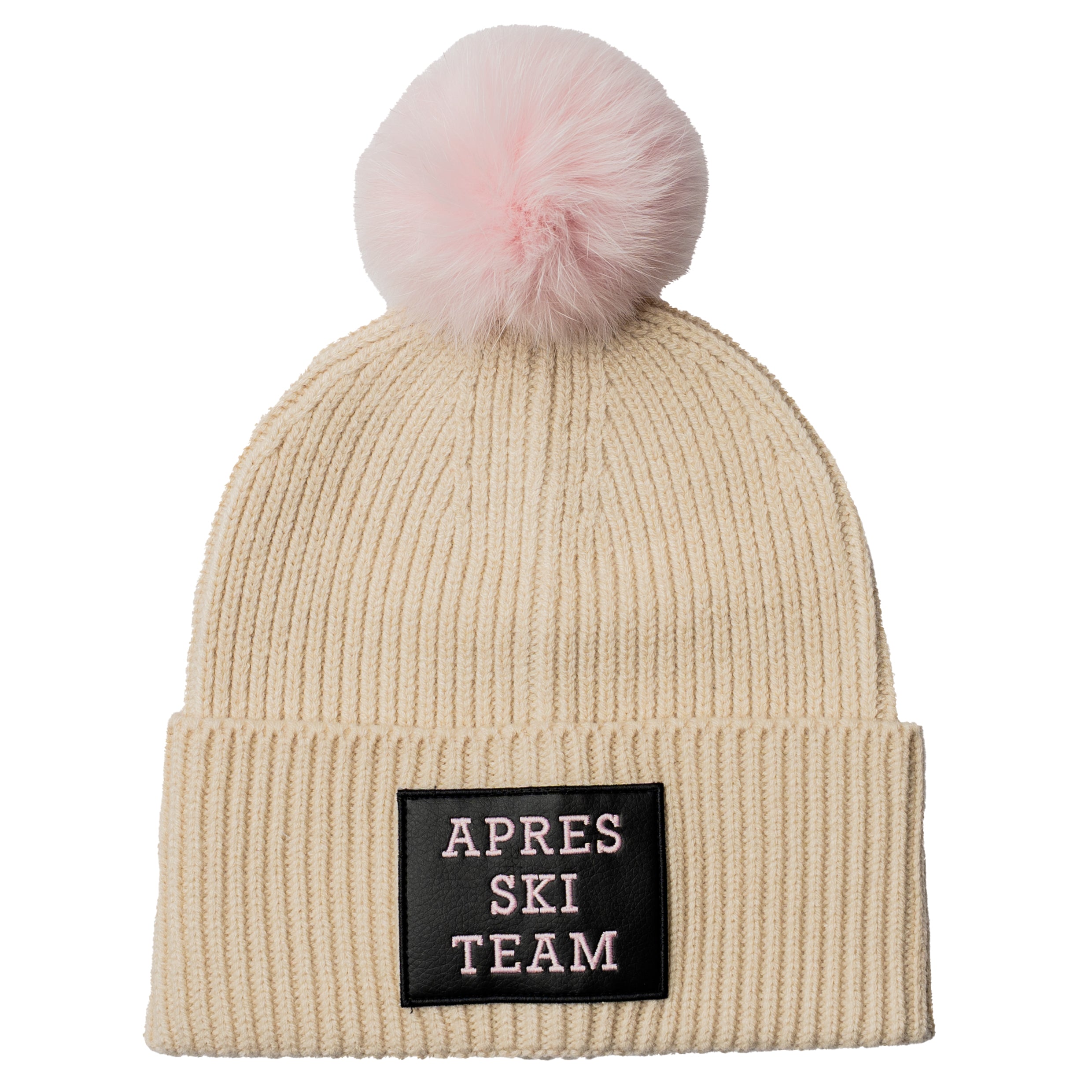 APRES SKI Beanie mit Bommel Oatmeal | Rosa