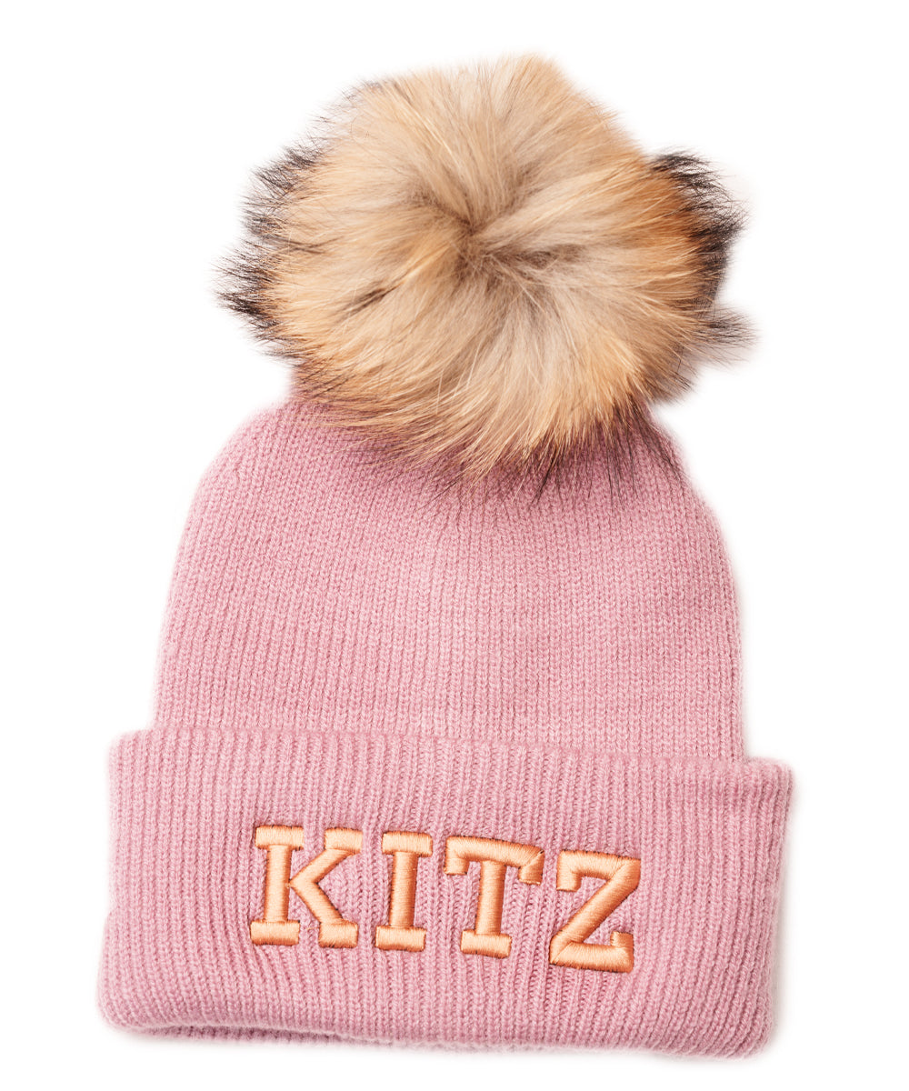 Kitz Beanie mit Bommel Dustypurple