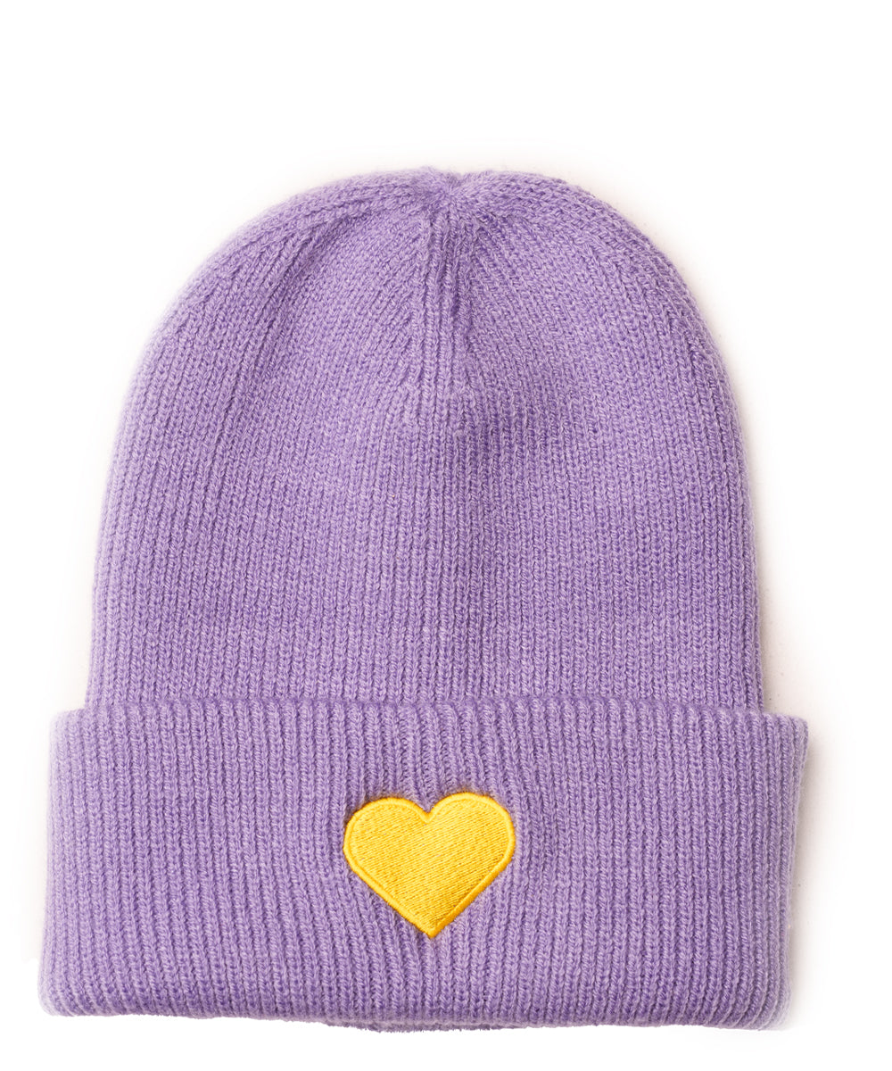 Heart Beanie Violet | Yellow